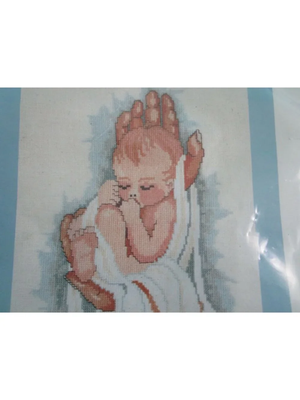Hands of God Baby Cross Stitch Kit Maria Van Scharrenburg 8346 Linen Floss Open